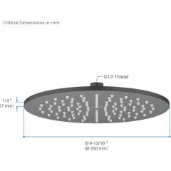 AQ2077MB круглый верхний душ 250*7 мм, матовый черный