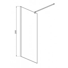 AQ WIW 14020BL Душевая перегородка Walk in с держателем 1400x2000 профиль черный, стекло прозрачное