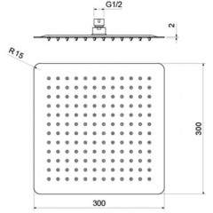 AQ2074MB квадратный верхний душ 300*300*2 мм, матовый черный