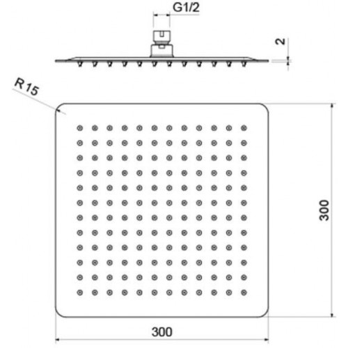 AQ2074MB квадратный верхний душ 300*300*2 мм, матовый черный
