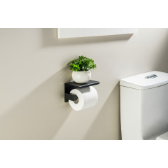 AQ4939MB ЕВРОПА бумагодержатель с полкой, матовый черный