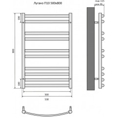 Лугано П10 500х800 Полотенцесушитель Aquatek (черный муар)