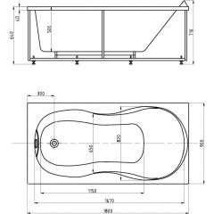 Мартиника 180 пустая с фр.экр. (слив слева)