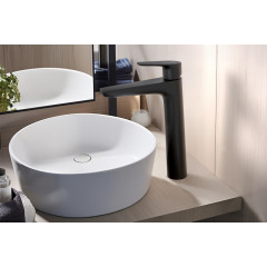 AQ1104MB БЕТТА смеситель для раковины высокий 230, без донного клапана, матовый черный