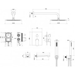 AQ1273CR ОБЕРОН Set 4 в 1 душевой комплект 3 режима