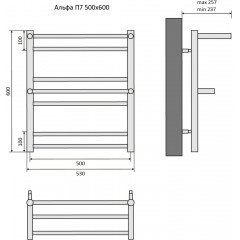Альфа П7 500х600 Полотенцесушитель Aquatek