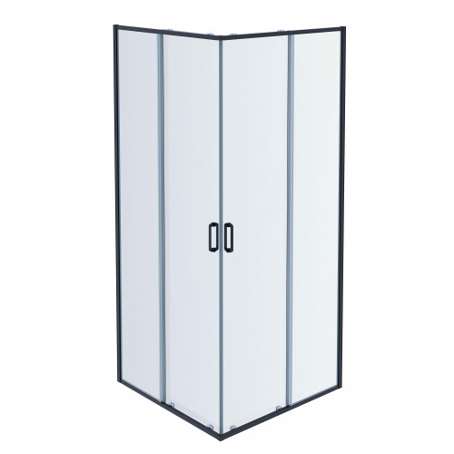 AQ ARI KV 08020BL Душевой уголок квадратный, двери раздвижные 800x800x2000 профиль черный, стекло прозрачное
