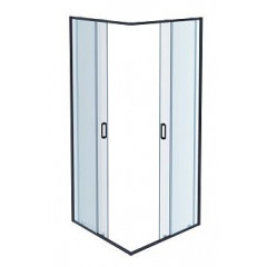 AQ ARI KV 08020BL Душевой уголок квадратный, двери раздвижные 800x800x2000 профиль черный, стекло прозрачное