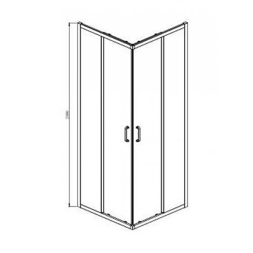 AQ ARI KV 08020BL Душевой уголок квадратный, двери раздвижные 800x800x2000 профиль черный, стекло прозрачное