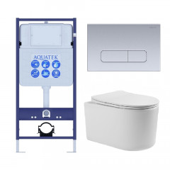 SET AQUATEK МИЯ 3в1 (рама AQUATEK Standard INS-0000012+клавиша KDI-0000014+унитаз МИЯ AQ2004-00 с тонким сиденьем soft-close