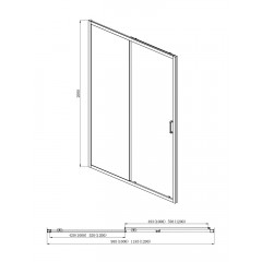 AQ ARI RA 10020GM Душевая дверь двухэлементная, раздвижная1000x2000 профиль оружейная сталь, стекло прозрачное
