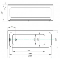 Ванна Мия прямоугольная 170*80см