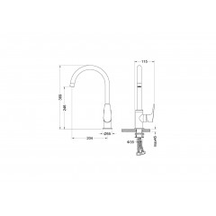 AQ1182BGM БЕТТА смеситель для кухни, оружейная сталь (шлиф. черный хром)