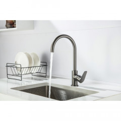AQ1182BGM БЕТТА смеситель для кухни, оружейная сталь (шлиф. черный хром)