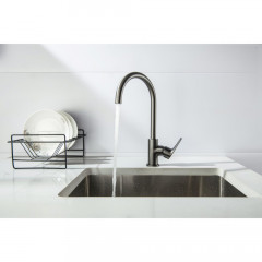 AQ1182BGM БЕТТА смеситель для кухни, оружейная сталь (шлиф. черный хром)