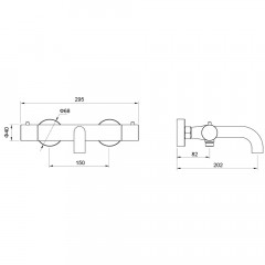 AQ1343BGM ЕВРОПА термостатический смеситель для ванны, оружейная сталь (шлиф. черный хром)