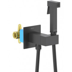 AQ1025MB ЛИРА комплект для гигиенического душа встроенный (смеситель c прогрессивным картриджем + гигиеническая лейка + шланг), матовый черный