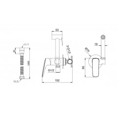 AQ1019CR ВЕГА комплект для гигиенического душа встроенный (смеситель + гигиеническая лейка + шланг)