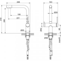 AQ1385BG ЕВРОПА смеситель для кухни с подключением к фильтру питьевой воды, шлиф. золото