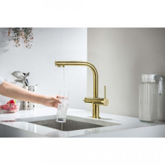 AQ1385BG ЕВРОПА смеситель для кухни с подключением к фильтру питьевой воды, шлиф. золото