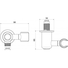 AQ2462PG КЛАССИК шланговое подсоединение с держателем, полир. золото