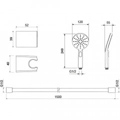 AQ2033BG ОБЕРОН душевой набор Select 120 3 jet, шлиф. золото