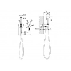 AQ1319BG ЕВРОПА комплект для гигиенического душа встроенный 2 отв. (смеситель + гигиеническая лейка + шланг), шлиф. золото