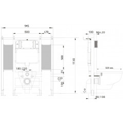 INS-0000015 Aquatek Монтажная рама для подв унитаза 1130*950*100 для лиц с ограниченными возможностями/установки поручней и опор