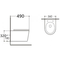 AQ1904-00 ВЕГА Унитаз-компакт подвесной безободковый 490*360*320мм, тонкое сиденье с механизмом плавного закрывания, крепеж