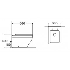 AQ1964-00 АМАДЕО Унитаз приставной безободковый 560*365*400 мм, тонкое сиденье с механизмом плавного закрывания, крепеж