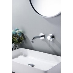 AQ1313CR ЕВРОПА смеситель для раковины настенный 2 отв. (внешняя и скрытая часть)