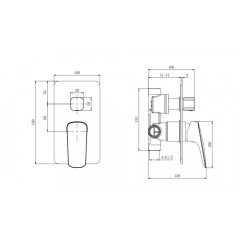 AQ1046MB ВЕГА смеситель для ванны 2 режима (внешняя и скрытая часть), матовый черный