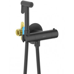 AQ1027MB ОБЕРОН комплект для гигиенического душа термостатический встроенный (смеситель + гигиеническая лейка + шланг), матовый черный
