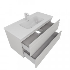 AQ77100-LG Комплект мебели: Тумба 100см ВЕГА с раковиной AQ4100-00, 2 ящика, цвет серый туман