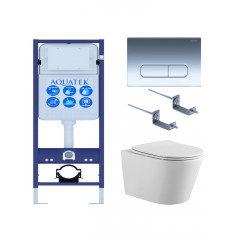 SET AQUATEK ВЕГА-1905-016 INS-17 (рама Standard INS-0000017 с клавишей KDI-0000016 и крепежом KKI-0000002+унитаз ВЕГА AQ1905-00 с тонким сиденьем sc