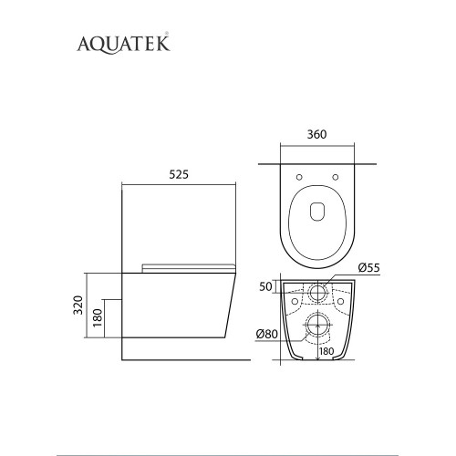 SET AQUATEK ВЕГА-1905-016 INS-17 (рама Standard INS-0000017 с клавишей KDI-0000016 и крепежом KKI-0000002+унитаз ВЕГА AQ1905-00 с тонким сиденьем sc