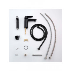 AQ1812MB НИКА смеситель для раковины 90 без донного клапана с гигиеническим ручным душем, матовый черный