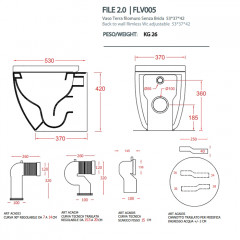 Artceram FILE 2.0 Унитаз напольный 53х37хh42см, безободковый, слив универсальный, с крепежом, цвет: verde petrolio