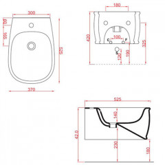 Artceram AZULEY Биде подвесное 36*52см c креплением, с 1 отв под смеситель, цвет черный
