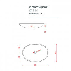 Artceram LA FONTANA Раковина накладная 60х42 см, без отв под смеситель, цвет белый