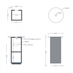 Artceram MONO Тумба напольная 39хh72 см для настольных раковин c одной дверцей, хромированный слив в комплекте, цвет moka