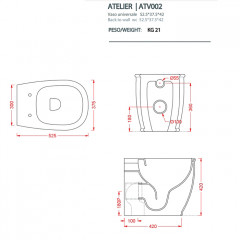 Artceram Atelier Унитаз напольный Rimless 37х52 см, цвет розовый матовый
