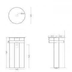 Artceram CHURCH 4 Конструкция из 3 металлических трубок для раковины 34 x 53 h 71 см, цвет черный матовый