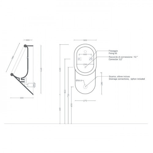 Artceram BABILA Писсуар 37x30хh64 см, цвет черный матовый/покрытие Saniglaze