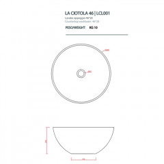 Artceram LA CIOTOLA Раковина накладная 46 см, без отв под смеситель, без слива перелива, цвет белый