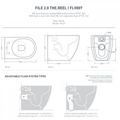 Artceram FILE 2.0 Унитаз приставной ТУРБО СМЫВ THE.REEL, слив универсальный 37х52 см, с креплениями, цвет белый матовый SANIGLAZE