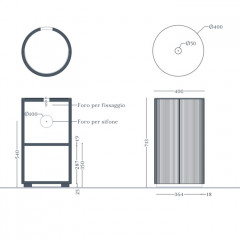 Artceram OPERA Тумба напольная 40хh72 см для настольных раковин c двумя дверцами, хромированный слив в комплекте, цвет platinum