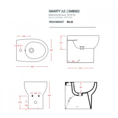 ARTCERAM SMARTY Биде напольное 35х50 см, без крепежа, с 1 отв под смеситель, цвет белый