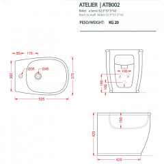 Artceram ATELIER Биде напольное 52,5х37,5хh42см, с 1 отв под смеситель, цвет: черный матовый