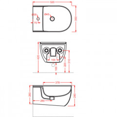 Artceram THE ONE Биде подвесное 52х35, с креплениями, с 1 отв под смеситель. цвет черный матовый